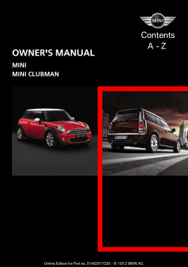 2013 Mini USA CLUBMAN Mini Hardtop All Trims Owners Manual